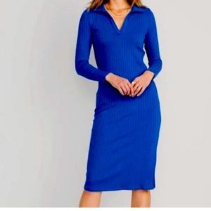 Old Navy Blue Fitted Rib-Knit Midi
Polo Dress Size M